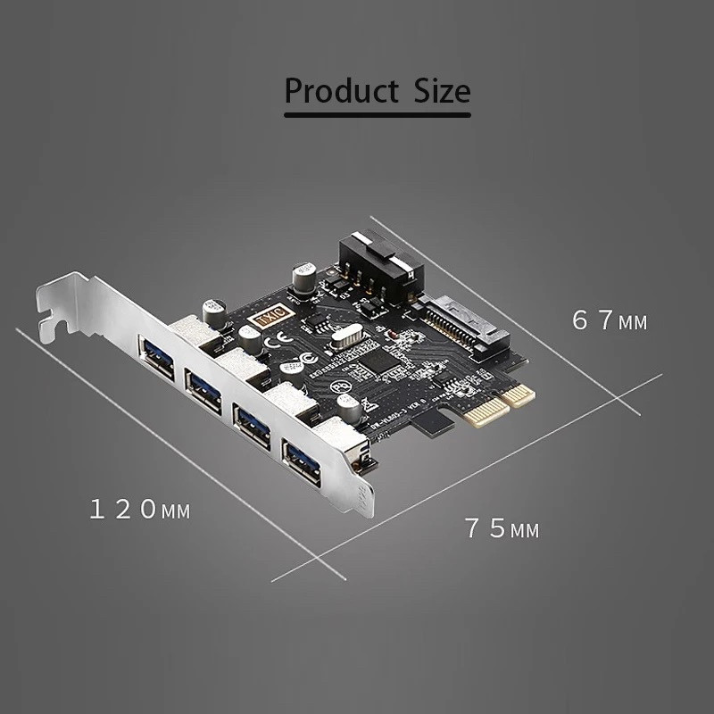 ПЗБ Контролер PCI E 4 порт USB 3.0 карта розширення 20 пін приєднання і Sata живлення