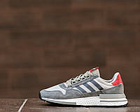 Adidas ZX 500 RM Женские осенние серые замшевые кроссовки. Женские кроссовки на шнурках