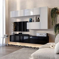 Вітальня BOX-TV2 Глянець Білий / Глянець Чорний ТМ Міро-Марк