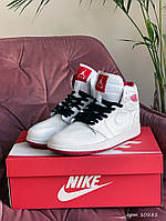 Nike Air Jordan женские демисезонные белые кроссовки на шнурках. Весенние женские кожаные высокие кроссы