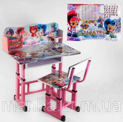 Парта зі стільчиком B-65933 (1) полиця, надбудова, регульована висота, фото 1