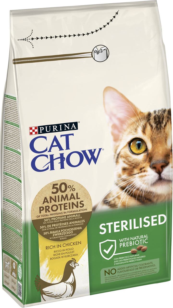 Сухой корм CAT CHOW (Кэт Чоу) Sterilised для взрослых стелизованных кошек, с курицей 1.5 кг (7613032233396) - фото 2 - id-p1689088311
