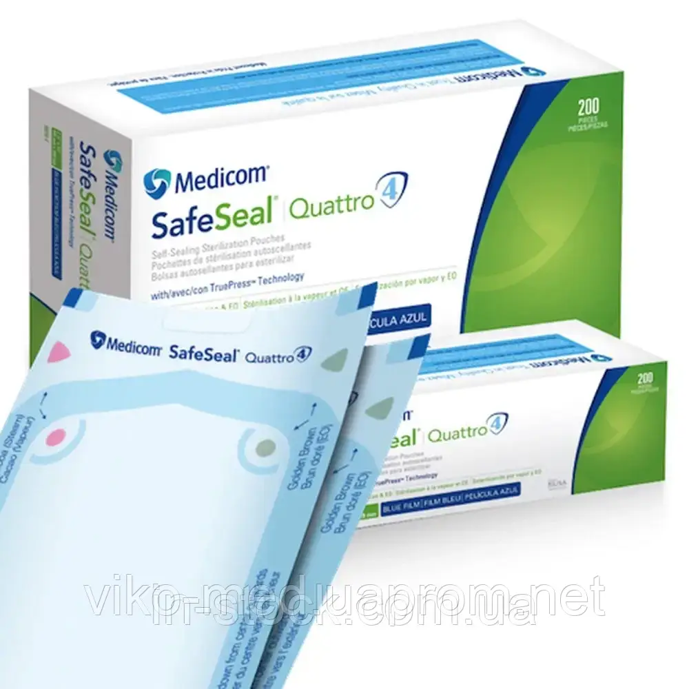 Упаковка (пакет) для стерилизации медиц. инструментов Medicom 133х254, 200 шт - фото 1 - id-p365300553