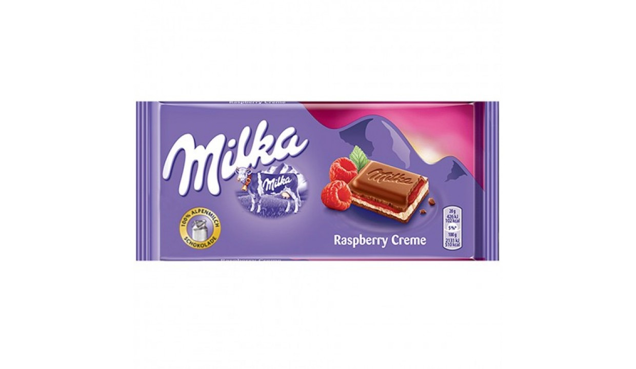 Шоколад молочний з малиновою кремовою начинкою Milka Raspberry Creme, 100 г, Швейцарія, Мілкініс