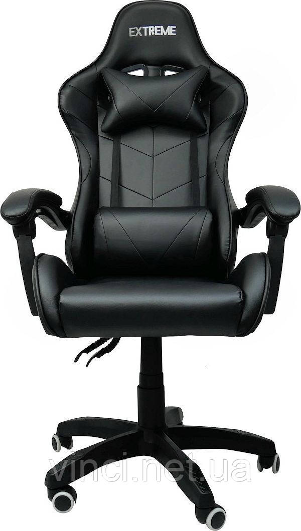 Ігрове крісло Extreme BLACK спортивний стілець Крісло спортивне Крісло спортивне геймерське з 2подушками, фото 1