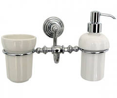 Настінні керамічні дозатор і склянка для зубних щіток Pacini&Saccardi London 30080D хром
