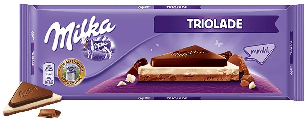 Шоколад Milka Triolade три різновиди шоколаду (Тріоладе), 280 г, Швейцарія, три різновиди шоколаду