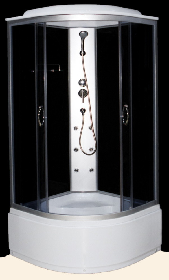 Душовий гідробокс 100*100*210 см переднє скло gray, заднє скло black, глибокий піддон