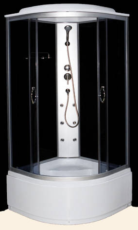 Душовий гідробокс 90*90*210 см переднє скло gray, заднє скло black, глибокий піддон, фото 1