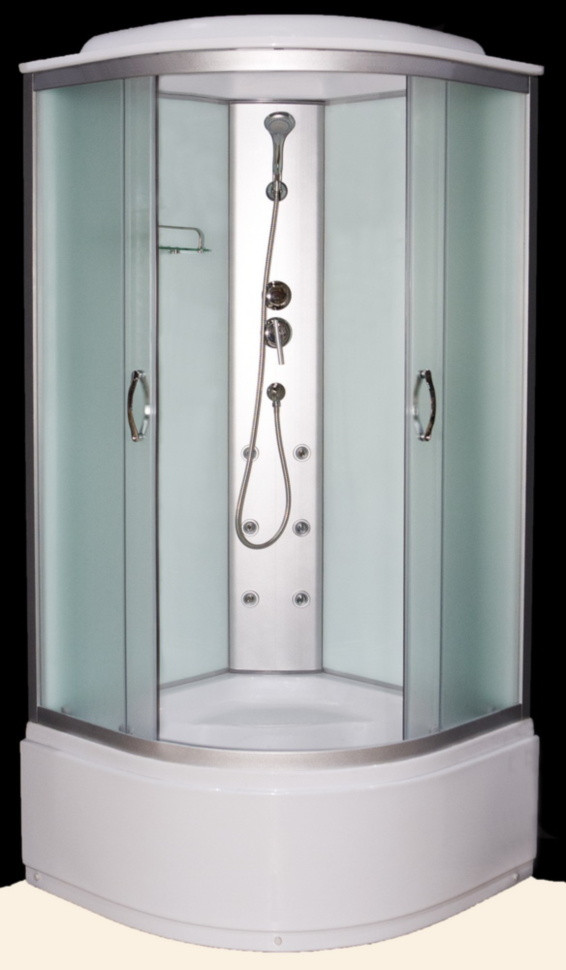 Душовий гідробокс 100*100*210 см переднє скло matt, заднє скло white, глибокий піддон