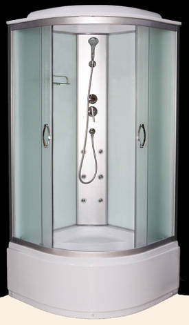 Душовий гідробокс 100*100*210 см переднє скло matt, заднє скло white, глибокий піддон, фото 1