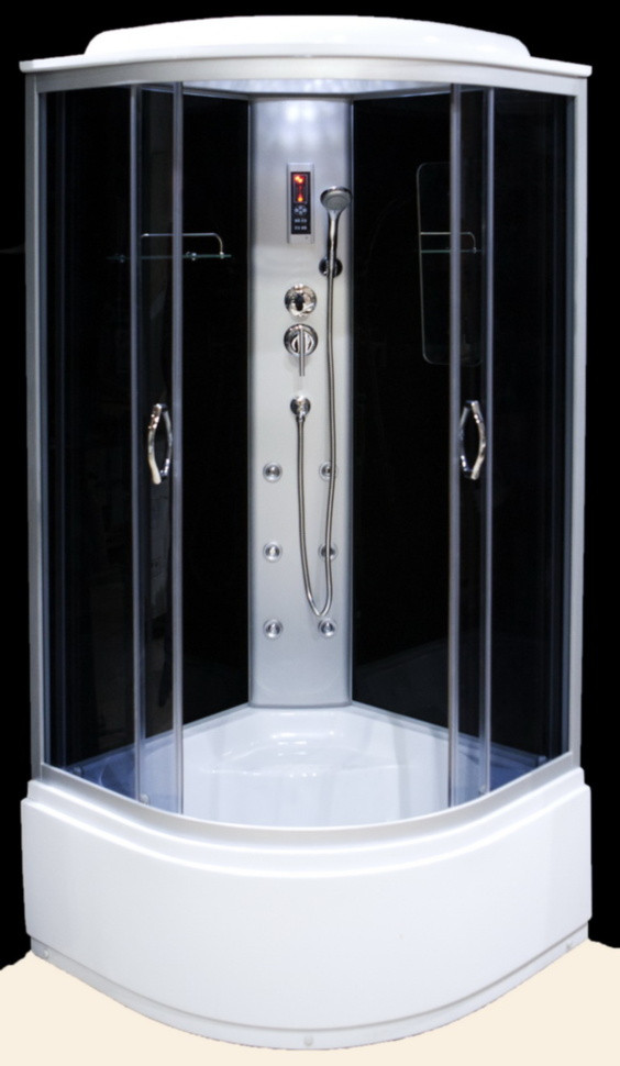 Душовий гідробокс 90*90*210 см переднє скло gray, заднє скло black, глибокий піддон