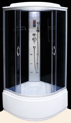 Душовий гідробокс 90*90*210 см переднє скло gray, заднє скло black, глибокий піддон, фото 1