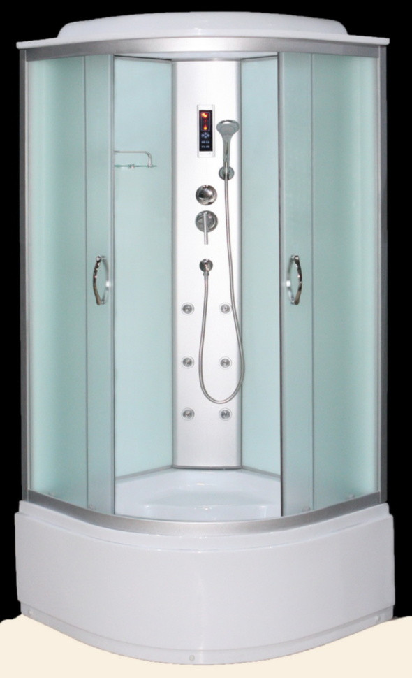 Душовий гідробокс 90*90*210 см переднє скло matt, заднє скло white, глибокий піддон