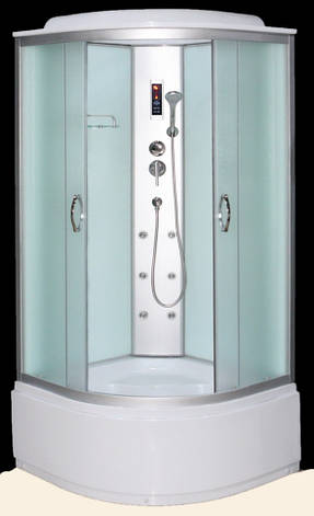 Душовий гідробокс 100*100*210 см переднє скло matt, заднє скло white, глибокий піддон, фото 1