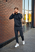 Чоловічий теплий спортивний костюм із лампасом Зима чорний-червоний S M L XL, фото 3