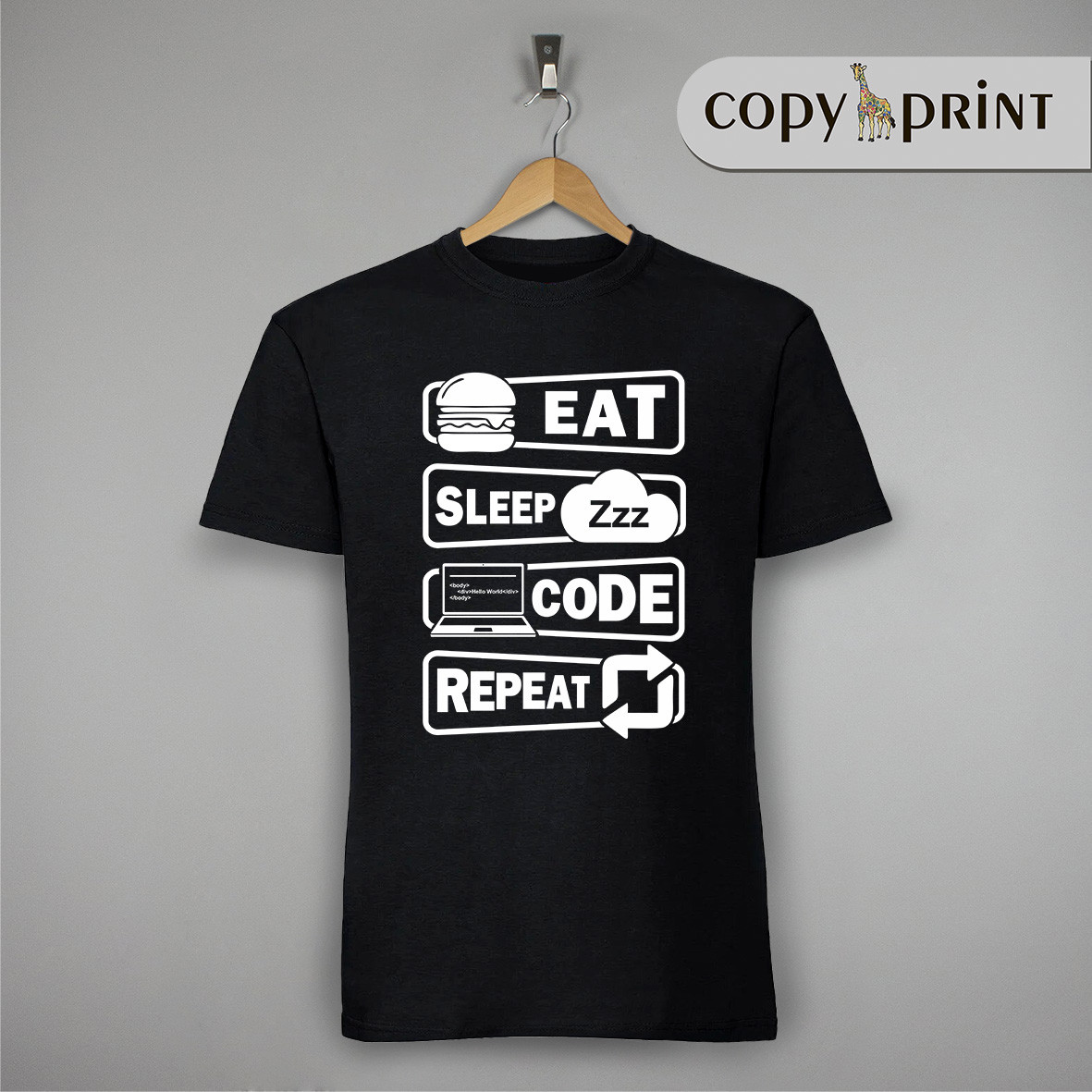 Футболка програміста: Eat, sleep, code, repeat