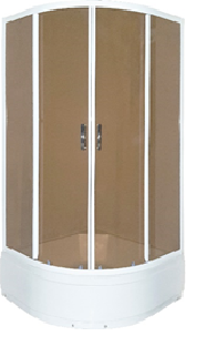 Душова кабіна 90х90х195 см на середньому піддоні 30 см, скло 4 мм бронза, фото 1