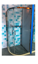 Розсувна душова кабінка із боковим входом 90*90*195 см на дрібному піддоні з матовим склом 6мм.