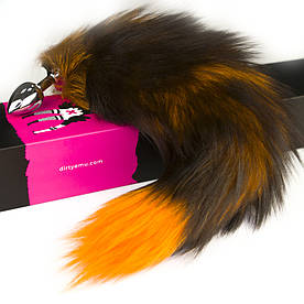 Анальна пробка-хвостик S з натурального хутра ORANGE колір оранжевий
