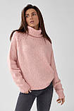 Жіночий теплий светр із рукавом реглан і коміром із закотом Figo — пудра-колір, L (є розміри), фото 6