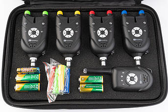 Набір електронних сигналізаторів Rumpol сигналізатори клювання з блоком керування 4+1 в чохлі