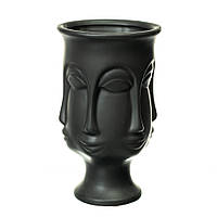 Керамічна ваза "Лице" чорна 20.5 см