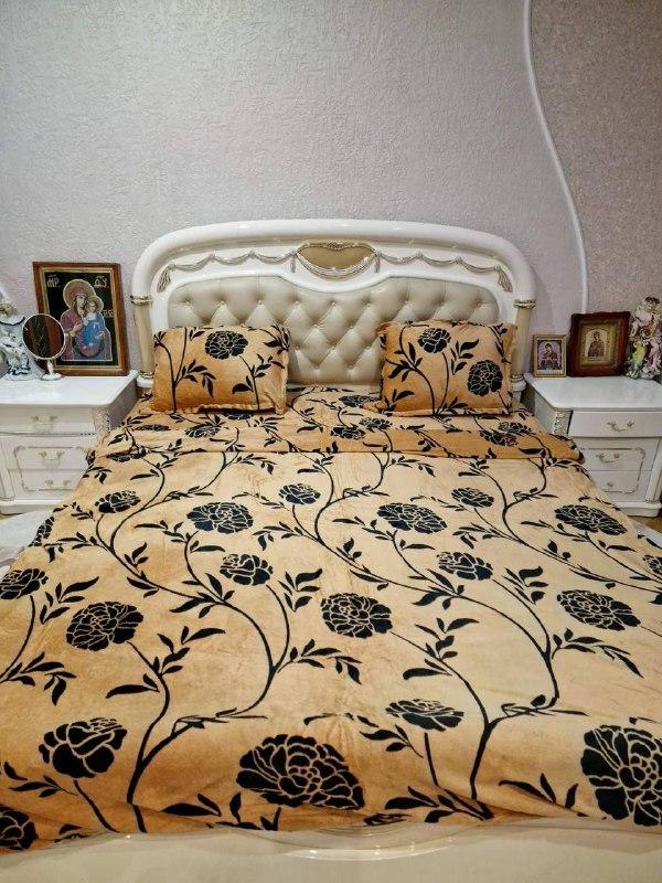 Велюрова постільна білизна євро комплекту/тепла постільна білизна, фото 1