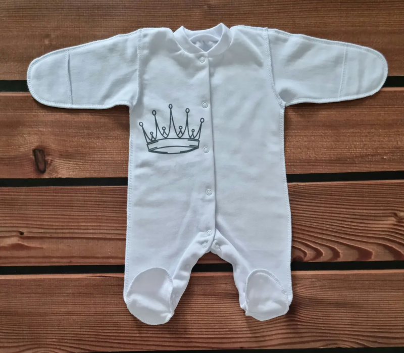 Утеплений чоловічок для новонароджених зріст 56 см футер (баєчка) BST Білий, фото 1