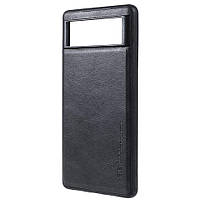 Google Pixel 6A защитный чехол X-LEVEL Leather Back Cover Black