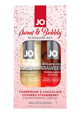 Набір лубрикантів System JO Sweet&Bubbly — Shampagne & Chocolete Covered Strawberry (2×60 мл)
