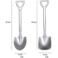 Чайная ложка SV 2 шт. в виде лопаты из нержавеющей стали 15.5 см , Сріблястий