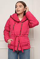 Куртка женская демисезон малиновая с капюшоном размер 42 Уценка 150923P