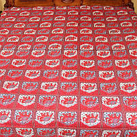 Красное покрывало с красивым узором (200х230 см) - изготовлено в Индии