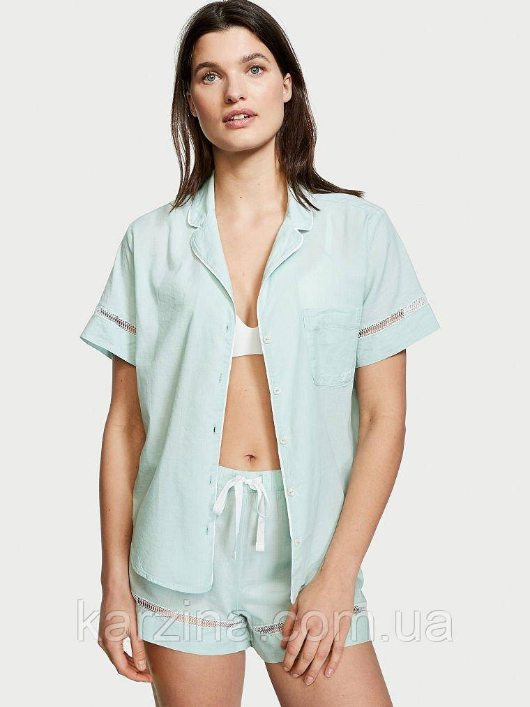 Бавовняна піжама сорочка та шорти р.XS Victoria's Secret Cotton Short Pajama Set in Gingham Check