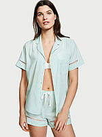 Хлопковая пижама рубашка и шорты р.XS Victoria's Secret Cotton Short Pajama Set in Gingham Check