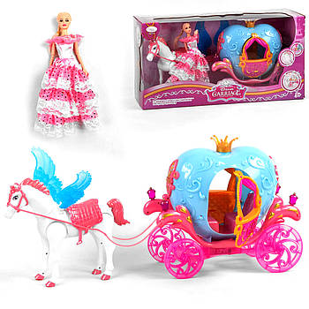 Ігровий набір для дівчинки Карета з конем та лялькою "Карета Попелюшки" 911 A