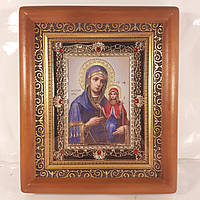 Ікона Анна свята Права, лік 10х12 см, у коричневому дерев'яному кіоті з камінням