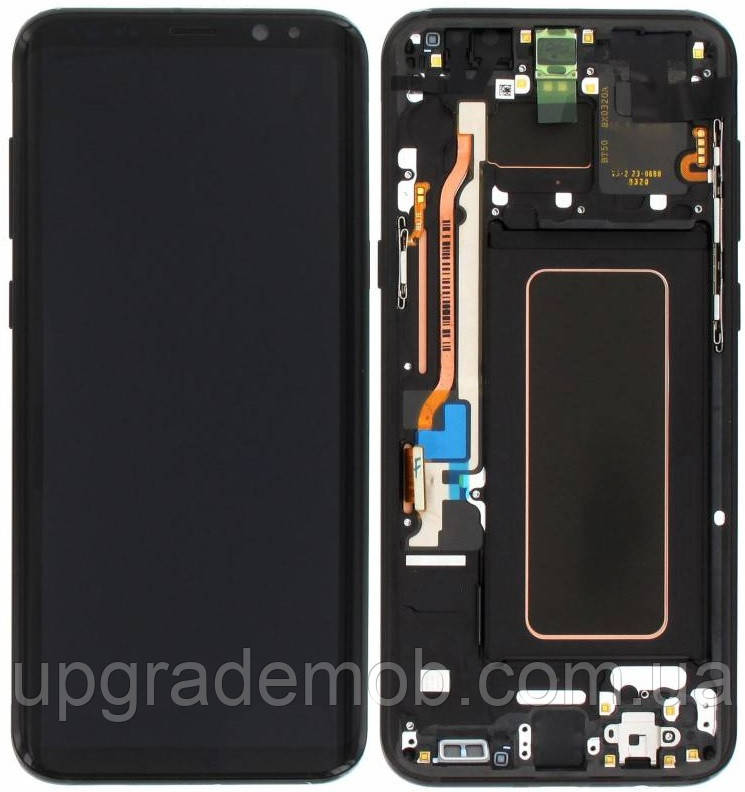 Дисплей модуль тачскрин Samsung G955 Galaxy S8+ чорний Amoled оригінал сервісне паковання з рамкою Midnight