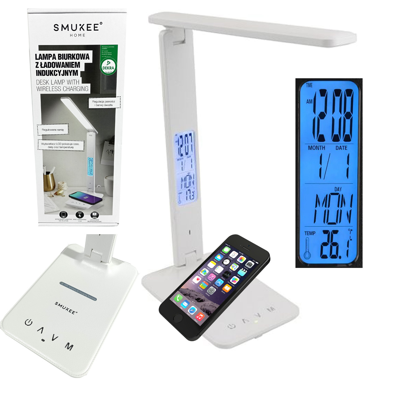 Настольная лампа SMUKEE OW-3912 White (с часами LCD, зарядным устройством,  Польша) (ID#1703348861), цена: 1499 ?, купить на Prom.ua
