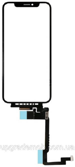 Тачскрин сенсор iPhone XS черный с длинным шлейфом с OCA-пленкой с сеткой слуховой динамик speakerа - фото 1 - id-p1703348743