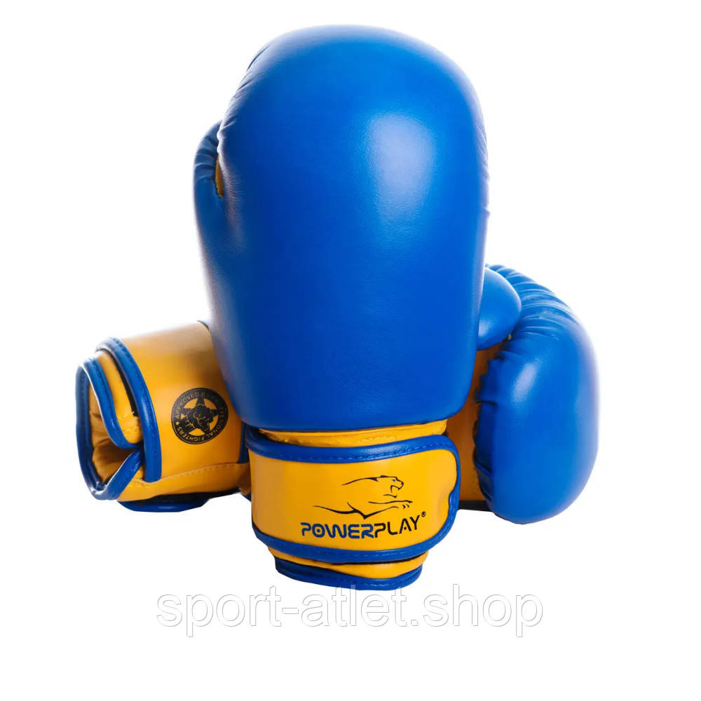 Рукавиці боксерські PowerPlay PP 3004 JR, Blue/Yellow 6 унцій