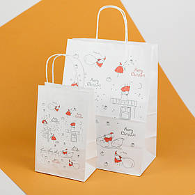 Новорічний пакет 260*150*350 Паперові пакети для новорічних подарунків Різдвяні подарункові пакети