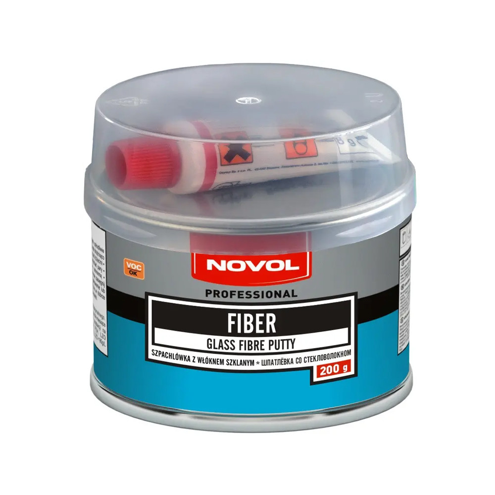 Шпаклівка автомобільна зі скловолокном Novol FIBER 0.2 кг, фото 1