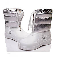 Чоботи піна ЗІМА дитячі білі змійка спереду