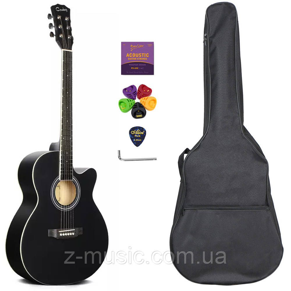Гітара акустична COWBOY C10-40 BK (чохол, скарбничка, медіатор, ключ, струна)
