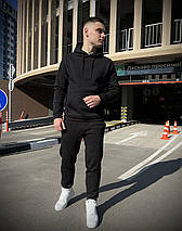 Зимовий однотонний чорний спортивний костюм/швидкий костюм худі + штани з начосом/ костюм на флісі, фото 2