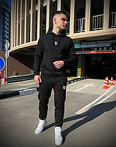 Зимовий патріотичний чорний спортивний костюм із Гербом/теплий костюм худі + штани з начосом із принтом Герб, фото 2