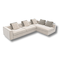 Большой угловой диван в гостиную MeBelle LINEA-XL 3,2 м в классическом скандинавском стиле, рогожка, молочный