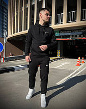 Зимовий чорний спортивний костюм Nike / теплий костюм худі + штани Найк / костюм чорного кольору на зиму, фото 2
